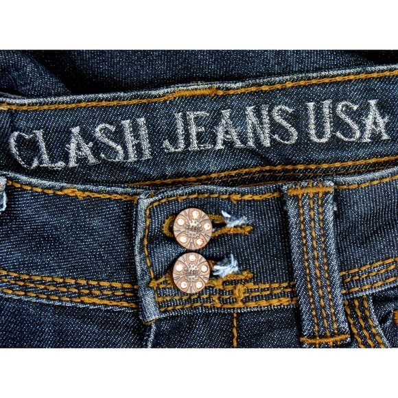 Clash Jeans - Skinny Slim - Dark Wash - Embellished - Women's Size 1 (tag) - Picture 5 of 8